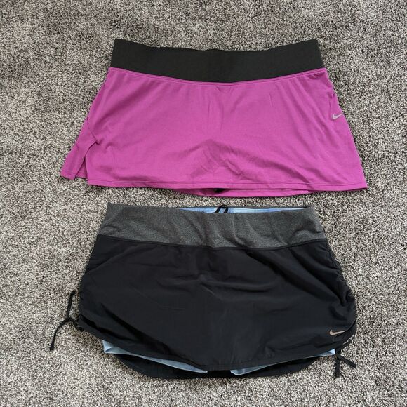 2 Nike Skirts Skorts Dri Fit Women’s Size Large Bundle Lot - Picture 1 of 12